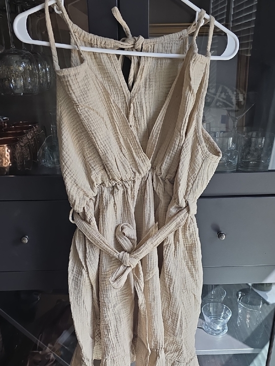 Dresses & Skirts - Beige Gauze Knit Tie-Waist Sundress
